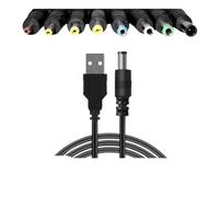 Câble D'alimentation Universel USB Vers DC 5.5x2.1mm, Cordon De Chargement 5V Avec 8 Embouts De Connecteur Sélectionnables For Caméras De Vidéosurveillance, Boîtier TV