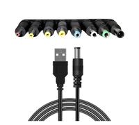 Câble D'alimentation Universel USB Vers DC 5.5x2.1mm, Cordon De Chargement 5V Avec 8 Embouts De Connecteur Sélectionnables For Caméras De Vidéosurveillance, Boîtier TV