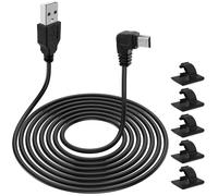 Câble d'alimentation USB 2.0 A vers Mini B USB 5 broches coudé à angle droit extra long pour Garmin Dash Cam Voiture GPS Navigation