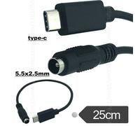 Câble d'alimentation USB 3.1 Type C USB C vers DC 5.5x2.5mm, 25cm, Extension pour ordinateur portable Apple New