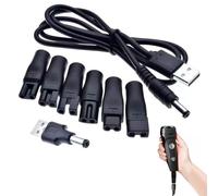 Câble d'alimentation USB 5 V Compatible,USB pour Tondeuses électriques,Shaver Charger Kit,Kit de Chargeur de Rasoir 5V Universel,Cordon d'alimentation avec 6 Types de Prises,6 Fiches USB Multifonction