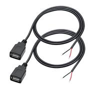 Câble d'alimentation USB A femelle 2 broches Bare Wire 3FT, USB A femelle Pigtail Open End Power pour appareils USB 5 V/3 A installés ou câbles de réparation DIY