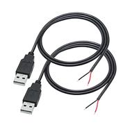 Câble d'alimentation USB A mâle 2 broches 3FT, USB A mâle Pigtail Open End Power Cable, pour appareils USB 5 V/3 A installés ou câble de réparation DIY