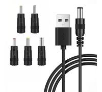 Câble d'alimentation USB vers CC 5 V - Adaptateur de prise CC 5,5 x 2,1 mm avec connecteurs 2,5 x 0,7 mm, 3 x 1 mm, 3,5 x 1,35 mm, 4 x 1,7 mm, 5,5 x 2,5 mm pour ordinateurs portables, routeurs