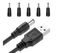 Câble d'alimentation USB vers CC 5 V universel, USB vers DC, 5 connecteurs, 2,5 x 0,7 mm, 3 x 1,0 mm, 3,5 x 1,35 mm, 4 x 1,7 mm, 5,5 x 2,1 mm, applicable aux ordinateurs portables, routeurs