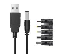 Câble d'alimentation USB vers CC multifonction 5 V 1 m avec connecteurs 5,5 x 2,5 mm, 4 x 1,7 mm, 3,5 x 1,35 mm, 3 x 1 mm, 2,5 x 0,7 mm pour ordinateurs portables, routeurs, haut-parleurs Bluetooth