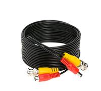Câble d'alimentation vidéo BNC préfabriqué pour caméra de sécurité, CCTV, DVR, système de surveillance, Plug & Play, noir, 50 feet