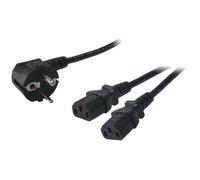 Câble d'alimentation Y - LogiLink - 1 Schuko - 2 x fiches femelles - 1,5 m - Noir