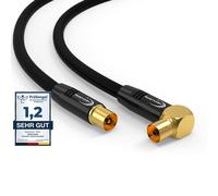 Câble d'antenne 20 m noir - Fiche mâle vers femelle coudée à 90° - Câble coaxial HDTV de qualité supérieure pour télévision par câble Câble TV : compatible avec TV, radio, DVB-T/T2, DVB-C,