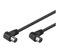 Câble d'antenne coudé mâle-femelle 75 ohms noir