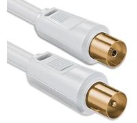Câble d'antenne de 1,5 mètre, double blindage, plaqué or, fiche coaxiale > prise coaxiale (entièrement blindée), câble coaxial blanc, plaqué or, 85 dB