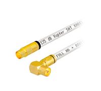 Câble d'antenne HDTV HB-DIGITAL - En cuivre - Pour récepteur de câble DVB-C - Connecteur d'antenne IEC plaqué or - 5 x 135 dB - Prise coaxiale coudée à 90° - 1080p Full HD UHD Ultra - Blanc - 2 m