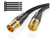 Câble d'antenne RG6 4K de 7.5 mètres,câble satellite,câble TV coaxial HD-75 Ohm IEC-Connecteurs métalliques robustes plaqués or,pour récepteur satellite TV numérique et analogique,avec 5 attaches