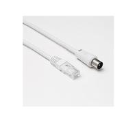 - Câble d'antenne - RJ-45 mâle pour IEC connector (9.52mm) mâle - 2 m - coaxial - blanc - moulé
