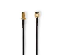 Câble d'antenne | RP SMA Mâle | RP SMA Femelle | Plaqué or | 50 Ohm | Protection simple coque | 3.00 m | Rond | PVC | Noir | Etiquette