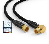 Câble d'antenne satellite numérique HDTV 135 dB-2 fiches F-1 x connecteur F-1 x coudé à 90°-Plaqué or-Classe A+ Ultra HD 4K 3D UHD-Routeur-Modem-12,5 m-Noir