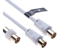 Câble d'antenne TV 3 m Câble RF Ariel Câble de couplage coaxial Câble d'antenne de télévision Fiche mâle vers prise d'antenne femelle Extension pour Freeview, DVD, Sky HD, BT, TV Box (blanc)