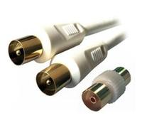 Câble d'antenne TV 9,5mm mâle / mâle 90 dB HQ + adapt - 1m G