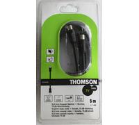 Câble D'Antennes Thomson 5M 75Db Câble Coaxial Noir Pour TV Sat Box Etc.