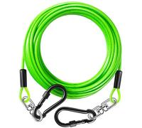 Câble d'arrimage pour chien de 9,1 à 226,8 kg - Laisse robuste pour chien avec crochet pivotant, laisse et chaînes pour l'extérieur - Antirouille et anti-mastication pour camping en plein air (vert