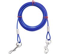 Câble d'attache pour chien avec crochet pivotant à 360° et verrouillable, 3 m, très résistant, pour cour, jardin, camping (bleu)