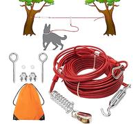 Câble d'attache pour chien - Câble robuste et anti-mastication avec ressort tampon pour chiens de petite, moyenne et grande taille - 30,5 m de long - Câble de course à pied de 3 m de long pour