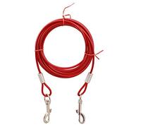Câble d'attache pour chien en acier de 4,9 m très résistant pour chiens de 100 à 150 kg, housse en PVC, crochets métalliques antirouille, attache sécurisée aux piquets/piliers, léger et ultra
