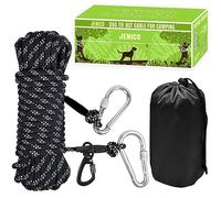 Câble d'attache pour chien pour camping - 15,2 m/21,3 m/30,5 m, système de chariot aérien réfléchissant portable pour chiens jusqu'à 136,1 kg - Laisse pour chien pour camping, parcs, événements en