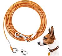 Câble d'attache pour chiens, 3/6/9/15/30 m - Résistant aux mastications - Câble d'arrimage robuste pour grands chiens jusqu'à 56,7 kg - Laisse de coureur pour chien (orange, 45,7 m)