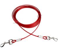 Câble d'attache robuste pour chien, avec crochet pivotant à 360° et câble en dentelle pour une utilisation en extérieur (rouge)