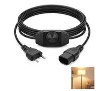 Câble de 1m avec Variateur de Lumière LED et Interrupteur, Fiche Plate Euro pour Lampes 220-250V, Rallonge Variateur à Intensité Variable pour Lampes LED, Variateur LED Interrupteur Intégré (1m)