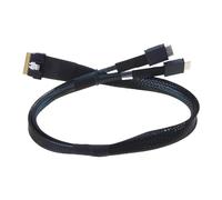 Câble de 50 cm SFF-8654 8X vers Oculink SFF-8611 4X pour SlimSAS 8X à 2xOCulink 4X Connexion stable et sécurisée Transmission de données rapide