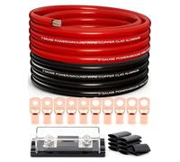 Câble de batterie CCA de 9,1 m, calibre 0 avec fusible 200 A pour | Câble métallique de calibre 0 en aluminium plaqué cuivre, avec porte-fusible 200 A, pour kit de relocalisation de batterie