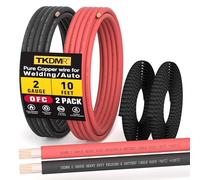 Câble de batterie de calibre 2 rouge/noir - Câble de soudure OFC en cuivre pur 2 AWG pour automobile, solaire, générateur, marine avec isolation flexible robuste de 3 m