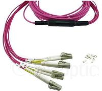 Câble de brassage compatible Alcatel-Nokia 3HE13896AA-1 BlueOptics LWL Breakout Patchkabel, MPO/UPC, 4xDuplex LC/UPC, 1 mètre, multimode G50/125µm, OM4, fibre de marque, 3.0mm LSZH magenta, 8 âmes et