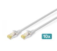 DIGITUS Câble LAN Cat 6A - 0,25m - 10 pièces - RJ45 Câble réseau - S/FTP Blindé - Compatible Cat-6 & Cat-7 - Gris