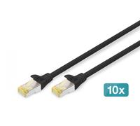 Câble de brassage (patch cord) RJ45-RJ45, cat.6A, S/FTP, AWG 26/7, LSOH, 0,5 m, noir, 10 pièces