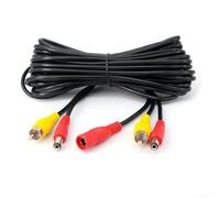 Câble de caméra de recul 2 en 1 de 6 m avec câble d'alimentation 2 en 1 | Longueur du mètre, pour RCA pour vidéo plus puissance, ajustement direct, connexion de caméra arrière, routage facile