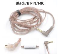 Câble de casque d'origine KZ câble de mise a niveau plat en cuivre sans oxygene haute pureté pour KZ EDXPRO ZEX PRO ZSN PRO-Black B mic