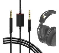 Câble de casque gaming Geekria compatible avec Astro A40 TR, A40, A30, A10/A10 (Gen 2), câble stéréo auxiliaire de remplacement 3,5 mm avec commande de sourdine (2 m)