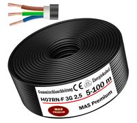 MAS Premium Câble d'alimentation en caoutchouc de 5 à 100 m - H07RN-F 3G 1, 3G 1,5, 3G 2,5, 3G 4, 3G 6, 3G 10 ou 3 x 1,5 - Câble flexible pour appareils lourds