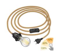 Câble de chanvre LEKA avec fiche interrupteur et douille E27 3 m + ampoule LED [EEK: D]