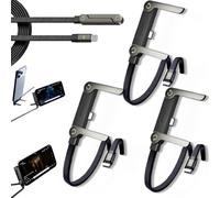 Câble de charge 2 en 1 avec support invisible, câble de charge rapide de 240 W, câbles tressés de type C de 1,5 m avec support de téléphone pliable, chargeur latéral pour smartphones/tablettes (C-C, 3