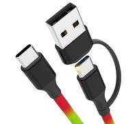 Câble de charge 2 en 1 USB-A/C vers Type-C de 2 m compatible avec les haut-parleurs Bluetooth JBL Charge 4, Charge 5, Charge 6, Flip 5, Flip 6, Flip 7, Pulse 4, Pulse 5, Clip 4, Clip 5, JRPOP