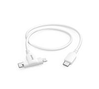 Câble de charge 2 en 1, USB-C - USB-C ou Lightning, MFI, 1,5 m, blanc