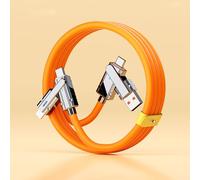 Câble de charge 4 en 1 Chubby USB A/C vers C/L avec silicone liquide compatible avec iPhone 17/16/15/14 Pro Max/Plus/Samsung Câble USB C vers C pour la plupart des appareils (orange)