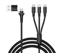 Câble de Charge 5-en-1 USB et USB-C vers USB-C Micro USB Lightning Akashi Noir
