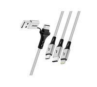 Câble de Charge 5-en-1 USB et USB-C vers USB-C Micro USB Lightning Akashi Gris