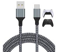 Câble de Charge de 5M pour PS5/ pour Xbox Series X/S Contrôleur/pour Switch Pro Contrôleur, Câble USB de Remplacement Nylon Tressé Type-C Ports Accessoires pour Playstation 5/ pour Xbox Series X, Gris