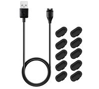 Câble de charge de rechange compatible avec Garmin Fenix 7X/7/7S/6X/6/6S, Venu 2 Plus, Instinct 2/2S, Forerunner 945/745/55, Vivomove Sport/Vivoactive 4/4S avec 10 bouchons anti-poussière